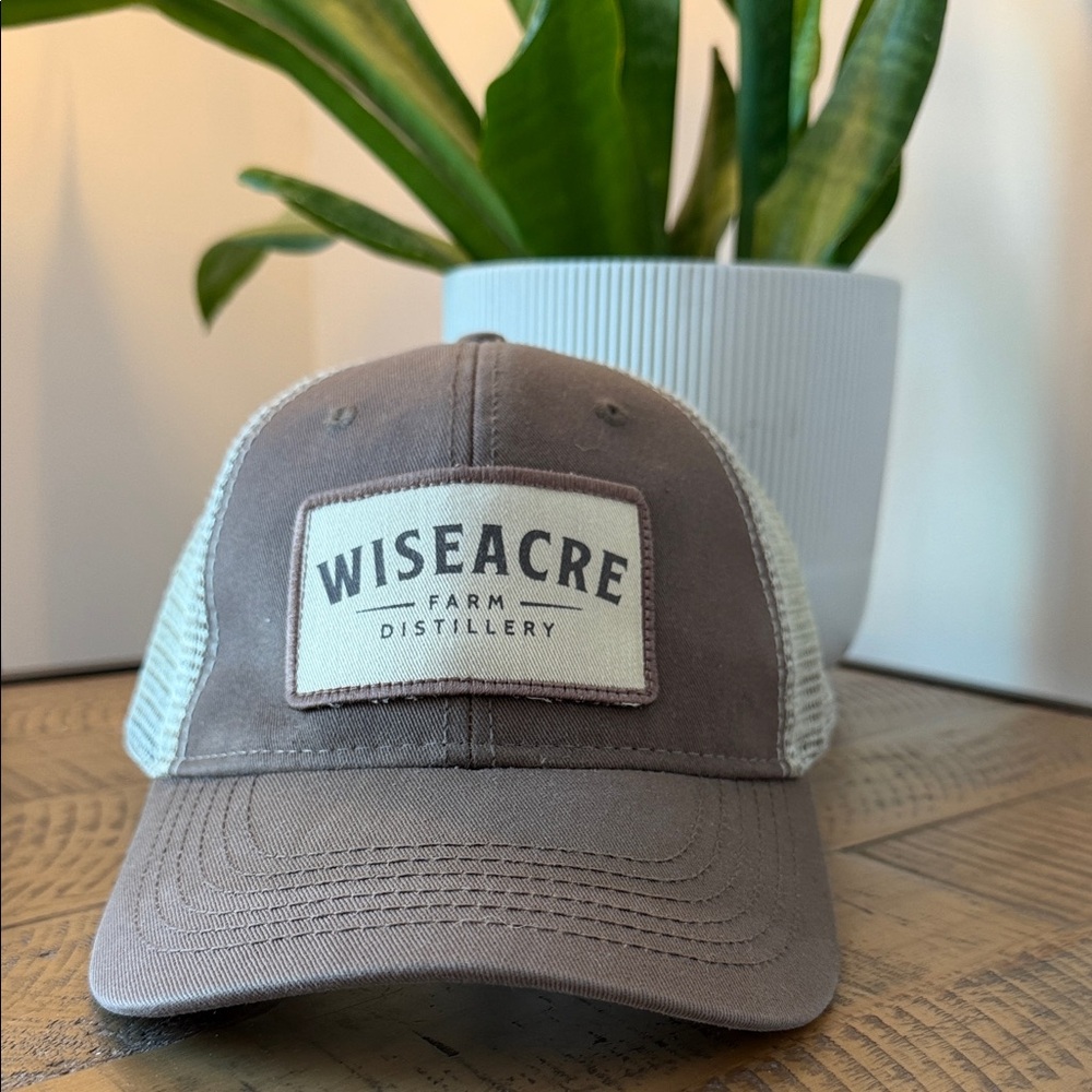 Wiseacre Farm Distillery Trucker Hat - Taupe and White